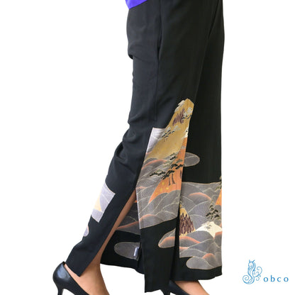 着物リメイクワイドパンツ
